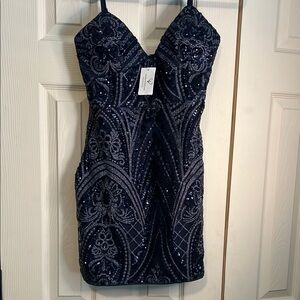 Windsor Blue Sweetheart Neck Bodycon Mini Dress NWT